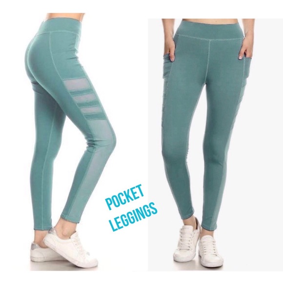 MomMe And More Pants - NEW Womens Blue Compression Pocket Gym Leggings
